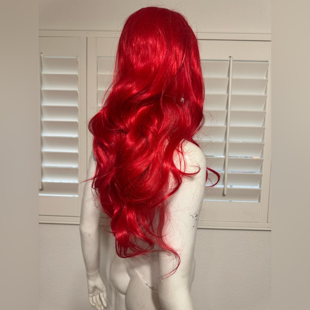 New bright red wig hair long cosplay costume dress up gothic